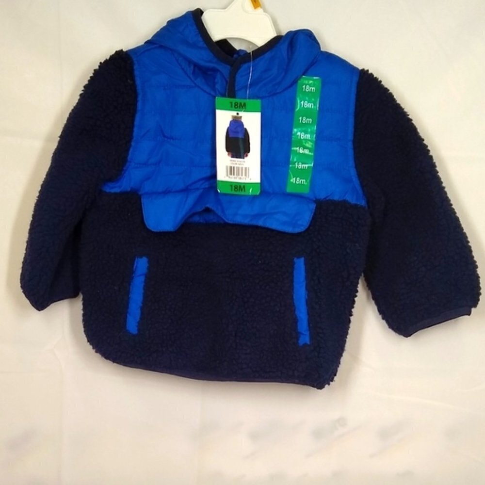 1 Madison Kids' Blue Fleece Pullover Hoodie, size 18m NWT